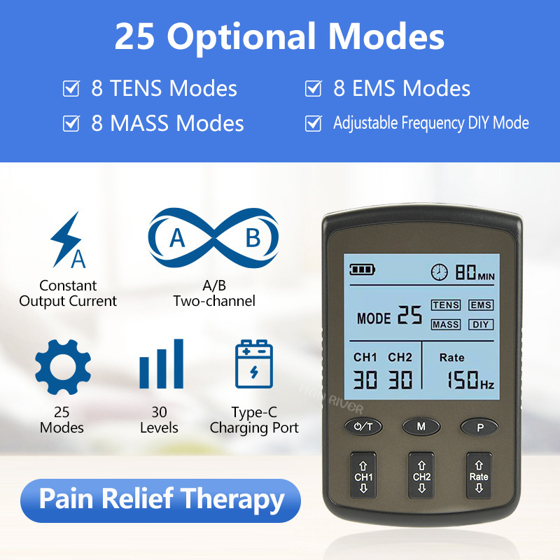Tens Pain Relief Unit - Dual Channel Electronic Pulse Massager Tens