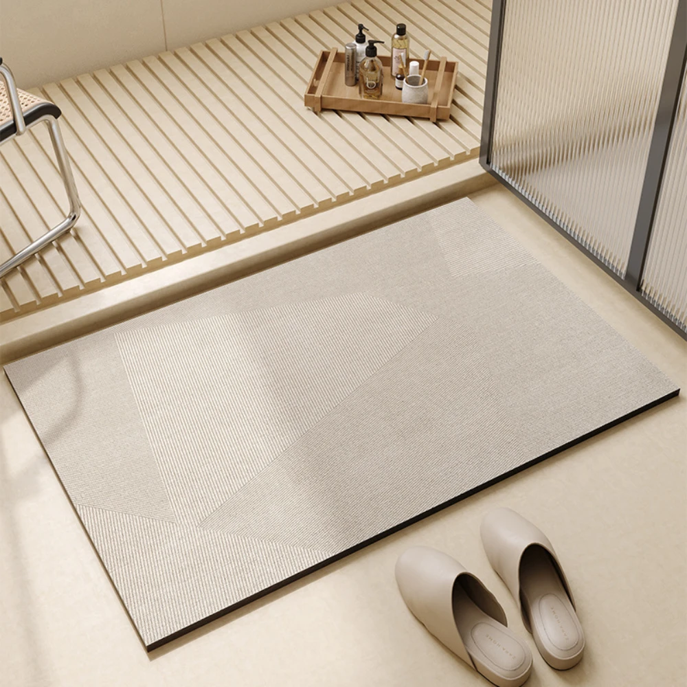 Bamboo Bath Mat - Light Coffee Geometric Line Diatom Bath