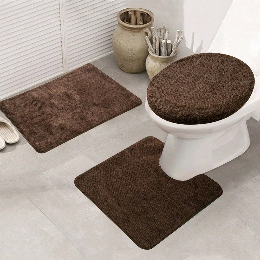 Bamboo Bath Mat - Set Bath Mat Set NonSlip Pedestal