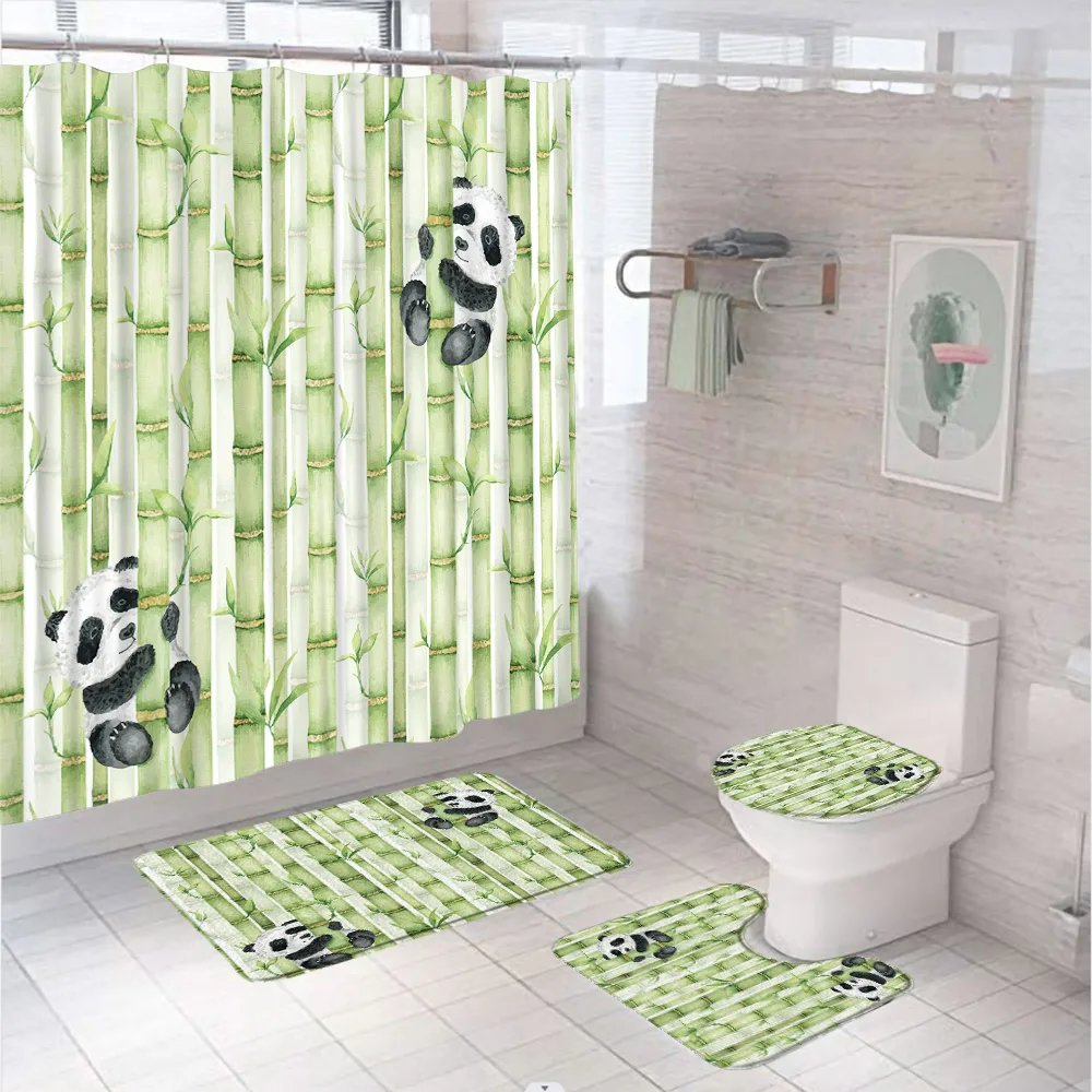 4Pc Watercolor Green Bamboo Sh - đánh giá và giá Bamboo Bath Mat