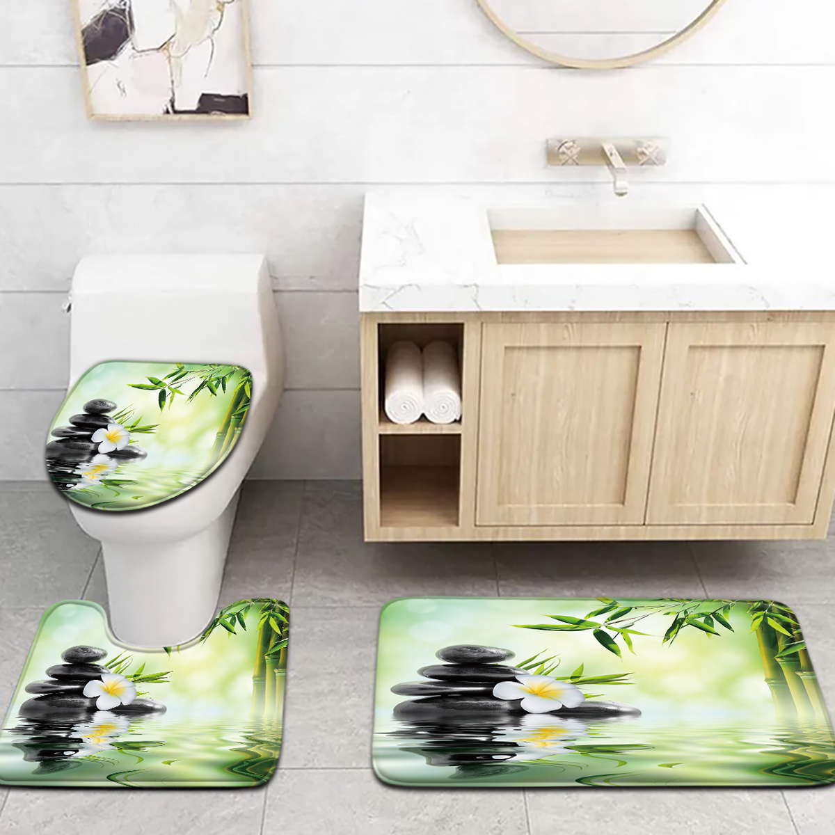 3-Piece Chinese Bamboo Water F - đánh giá và giá Bamboo Bath Mat
