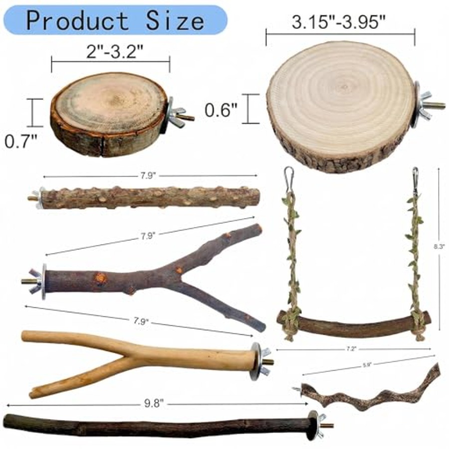 8PCS natural wood bird perches - đánh giá và giá Health & Wellness Rehab