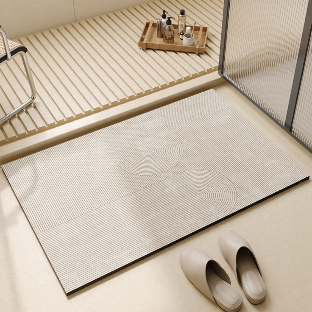 Light Coffee Geometric Line Di - đánh giá và giá Bamboo Bath Mat