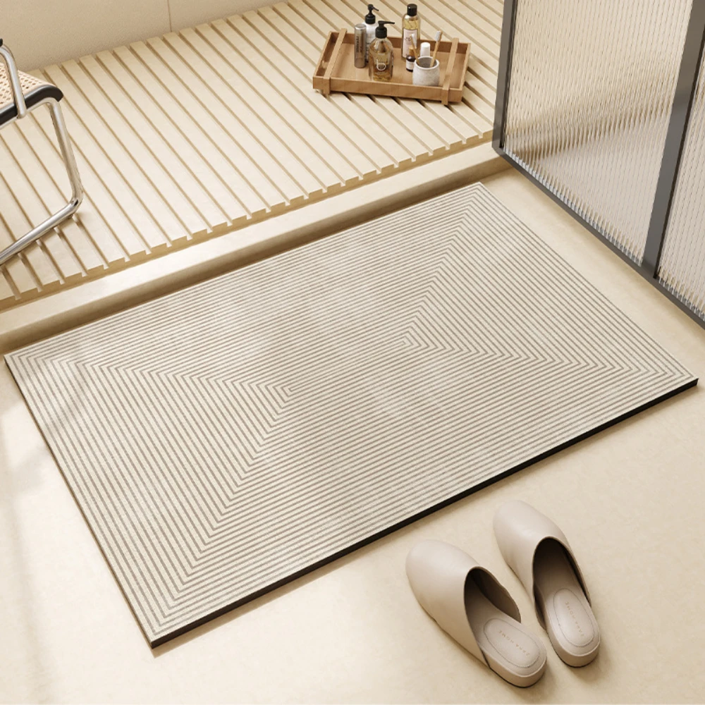 Light Coffee Geometric Line Di - đánh giá và giá Bamboo Bath Mat