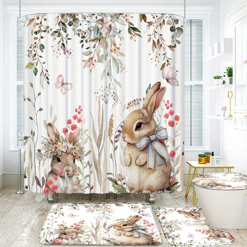 4pcs Cute Rabbit Easter Patter - đánh giá và giá Bamboo Bath Mat