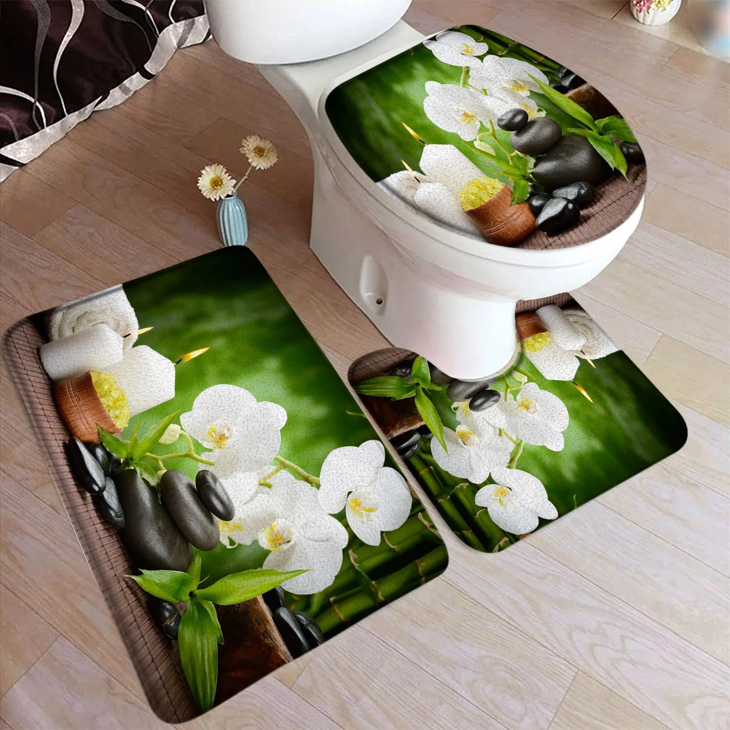 Zen Green Bamboo Bath Mat Set  - đánh giá và giá Bamboo Bath Mat
