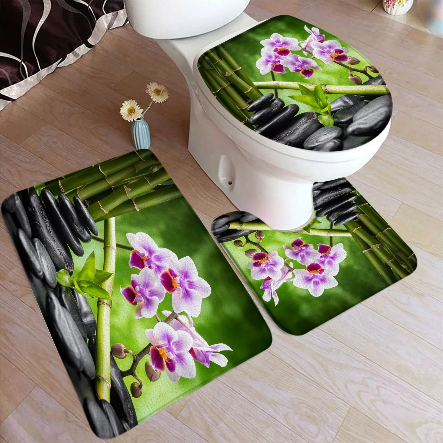 Zen Green Bamboo Bath Mat Set  - đánh giá và giá Bamboo Bath Mat