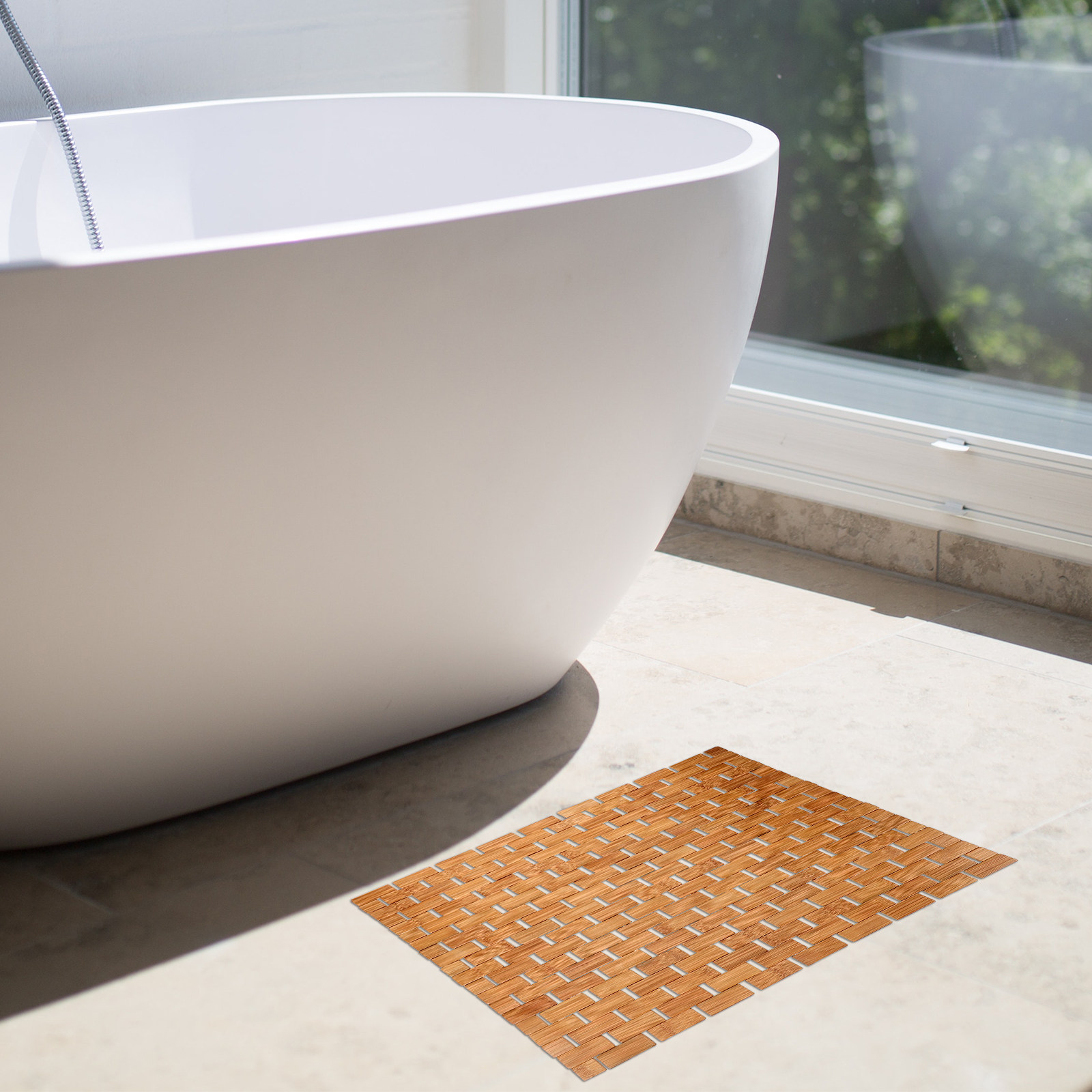 Bamboo Shower Floor Mat Square - đánh giá và giá Bamboo Bath Mat