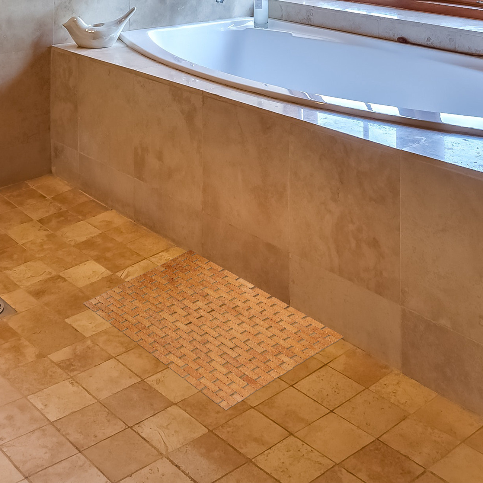 Bamboo Shower Floor Mat Square - đánh giá và giá Bamboo Bath Mat