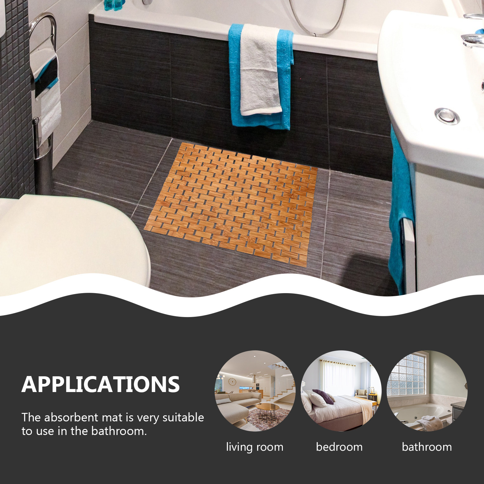 Bamboo Shower Floor Mat Square - đánh giá và giá Bamboo Bath Mat