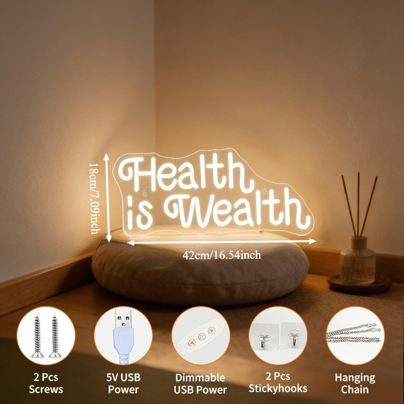 Health is Wealth Neon Sign LED - đánh giá và giá Health Wellness And Lifestyle